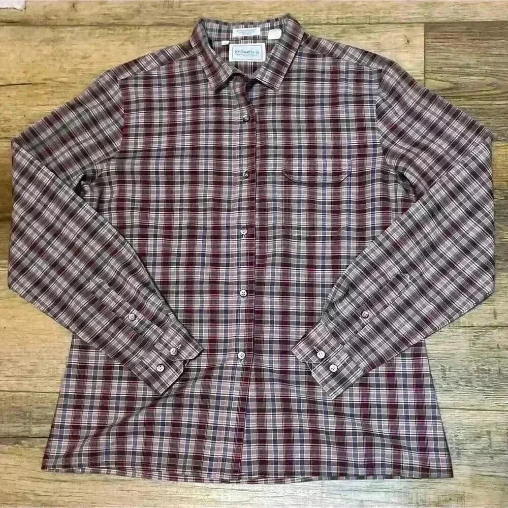 Vintage 1970s Levi Strauss Plaid Button Front Shirt. Women’s Size 12 Pink Blue